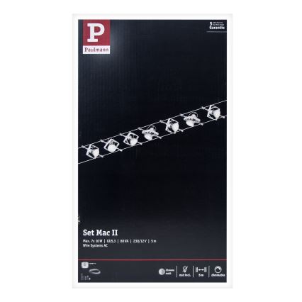 Paulmann 94152 - SET 7xGU5,3/10W Einbaustrahler für Seilsystem MAC 230V mattchrom