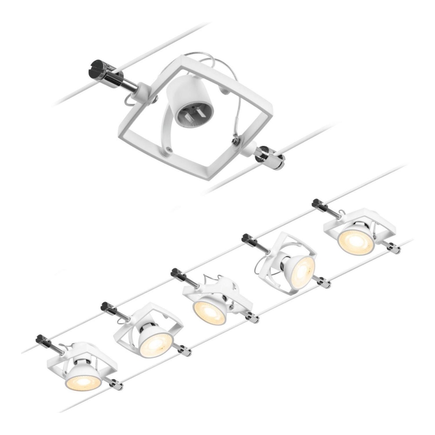 Paulmann 94432 - SET 5xGU5,3/10W Einbauleuchte für Seilsystem MAC 230V weiß