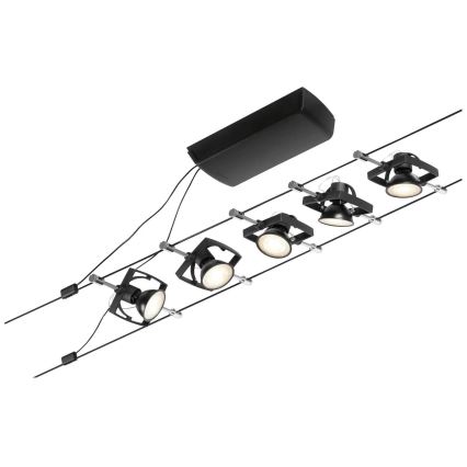 Paulmann 94434 - SET 5xGU5,3/10W Einbauleuchte für Seilsystem MAC 230V schwarz
