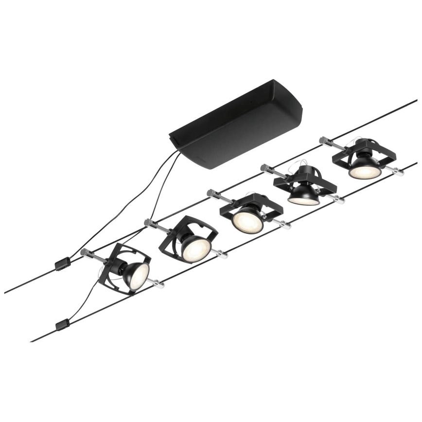 Paulmann 94434 - SET 5xGU5,3/10W Einbauleuchte für Seilsystem MAC 230V schwarz