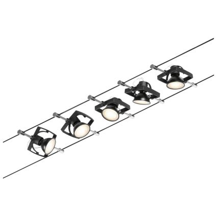 Paulmann 94434 - SET 5xGU5,3/10W Einbauleuchte für Seilsystem MAC 230V schwarz