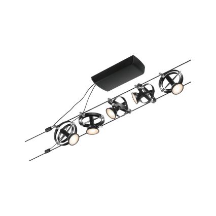Paulmann 94440 - SET 5xGU5,3/10W Einbaustrahler für das Seilsystem CARDAN 230V schwarz