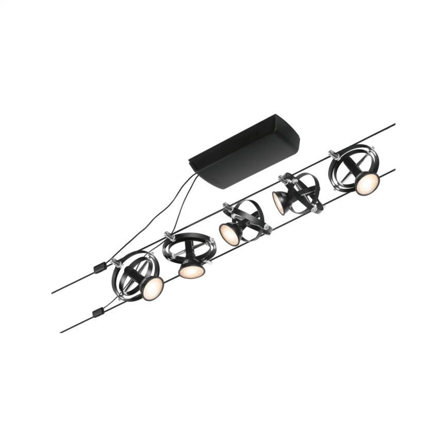 Paulmann 94440 - SET 5xGU5,3/10W Einbaustrahler für das Seilsystem CARDAN 230V schwarz