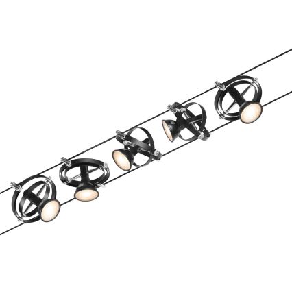 Paulmann 94440 - SET 5xGU5,3/10W Einbaustrahler für das Seilsystem CARDAN 230V schwarz
