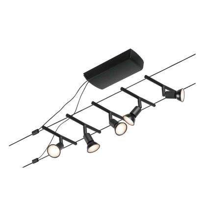 Paulmann 94446 - SET 5xGU5,3/10W Einbauleuchte für Seilsystem SALT 230V schwarz