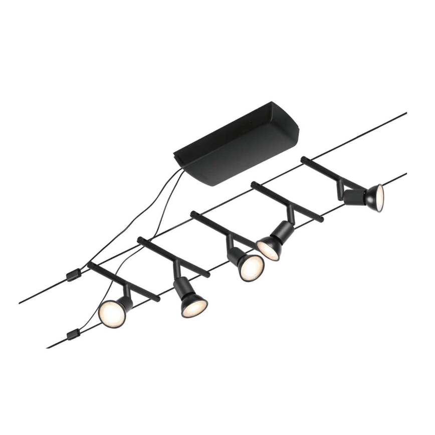 Paulmann 94446 - SET 5xGU5,3/10W Einbauleuchte für Seilsystem SALT 230V schwarz