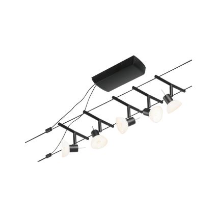 Paulmann 94450 - SET 5xGU5,3/10W Einbaustrahler für Seilsystem SHEELA 230V schwarz