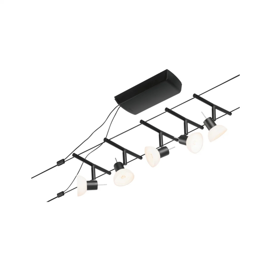 Paulmann 94450 - SET 5xGU5,3/10W Einbaustrahler für Seilsystem SHEELA 230V schwarz