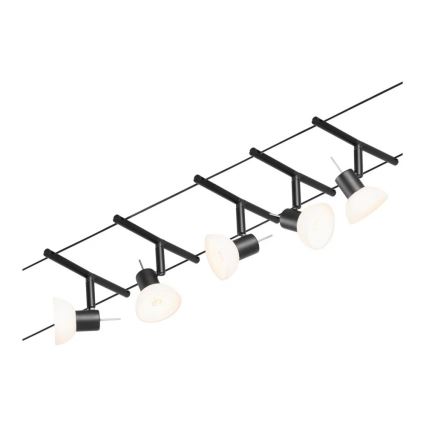 Paulmann 94450 - SET 5xGU5,3/10W Einbaustrahler für Seilsystem SHEELA 230V schwarz