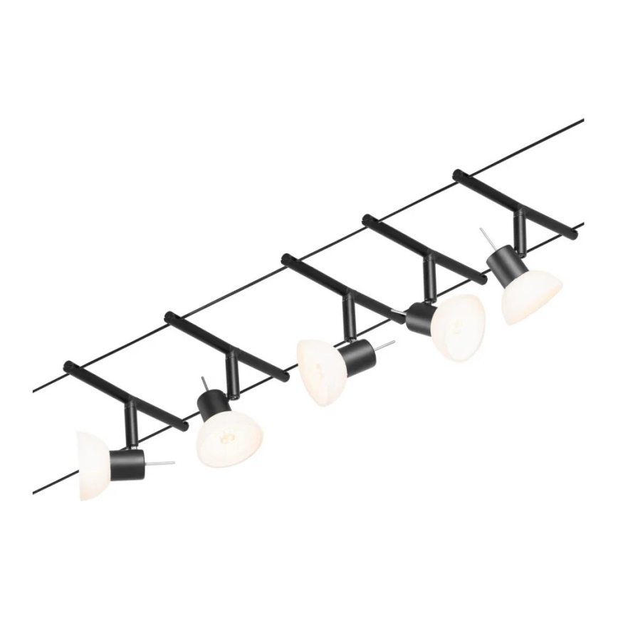 Paulmann 94450 - SET 5xGU5,3/10W Einbaustrahler für Seilsystem SHEELA 230V schwarz
