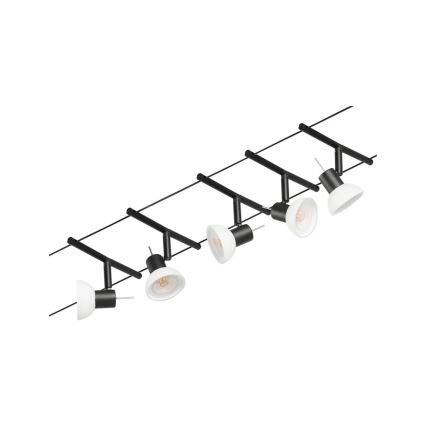Paulmann 94450 - SET 5xGU5,3/10W Einbaustrahler für Seilsystem SHEELA 230V schwarz
