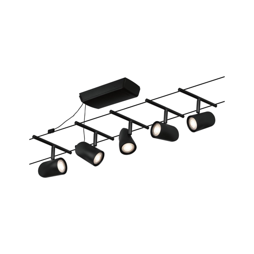Paulmann 94469 - SET 5xGU5,3/10W Einbauleuchte für Seilsystem CUP 230V schwarz