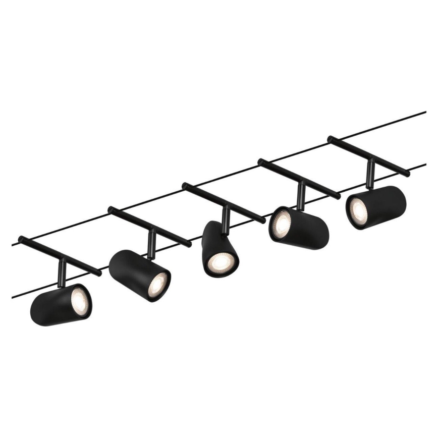Paulmann 94469 - SET 5xGU5,3/10W Einbauleuchte für Seilsystem CUP 230V schwarz