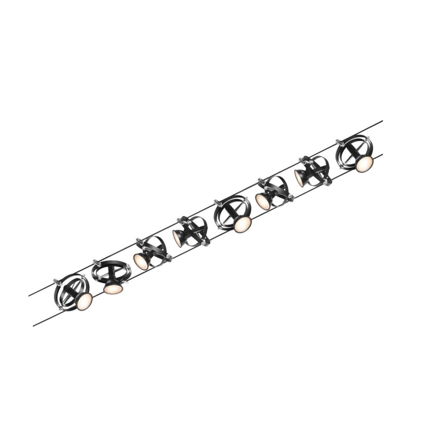 Paulmann 94494 - SET 8xGU5,3/7,5W Einbauleuchte für das Seilsystem CARDAN 230V schwarz