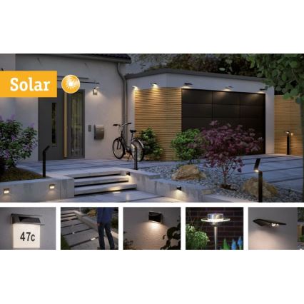 Paulmann 95393 - LED/4W IP44 Dimmbares solarbetriebenes Wandleuchte mit Sensor SOLVEIG 3,7V 2000 mAh