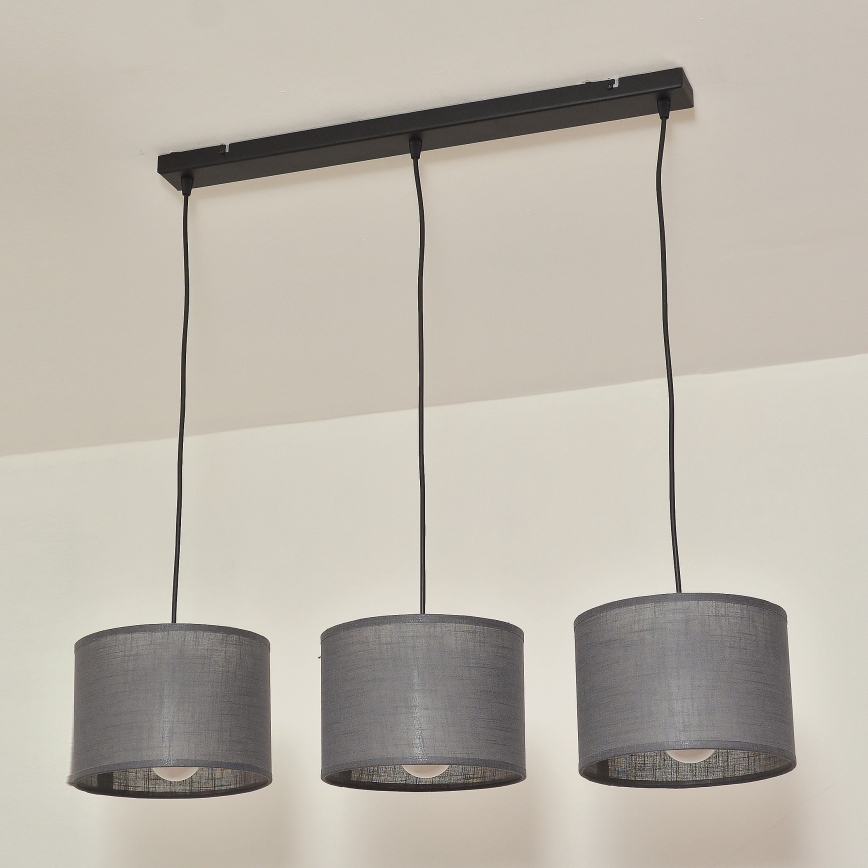 Pendelleuchte ALBA mit Kabelaufhängung, 3xE27/15W/230V, grau