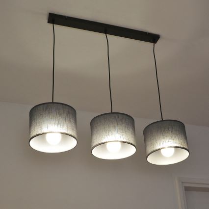 Pendelleuchte ALBA mit Kabelaufhängung, 3xE27/15W/230V, grau