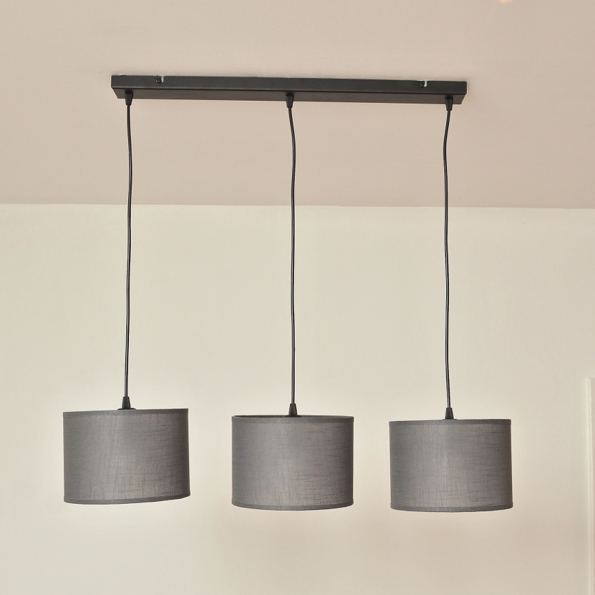 Pendelleuchte ALBA mit Kabelaufhängung, 3xE27/15W/230V, grau