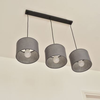 Pendelleuchte ALBA mit Kabelaufhängung, 3xE27/15W/230V, grau
