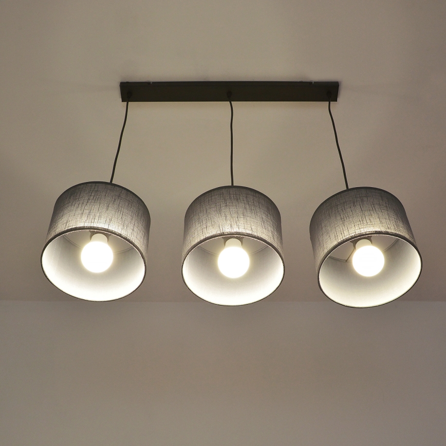 Pendelleuchte ALBA mit Kabelaufhängung, 3xE27/15W/230V, grau