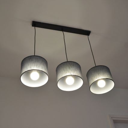 Pendelleuchte ALBA mit Kabelaufhängung, 3xE27/15W/230V, grau