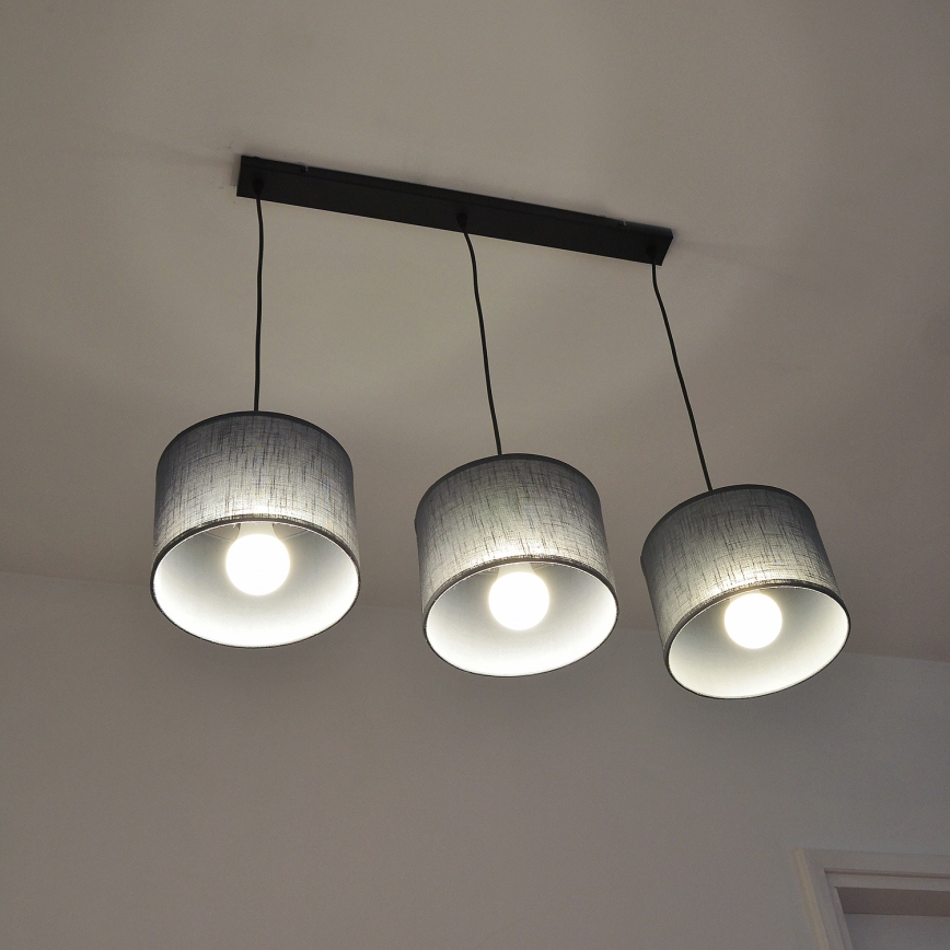 Pendelleuchte ALBA mit Kabelaufhängung, 3xE27/15W/230V, grau