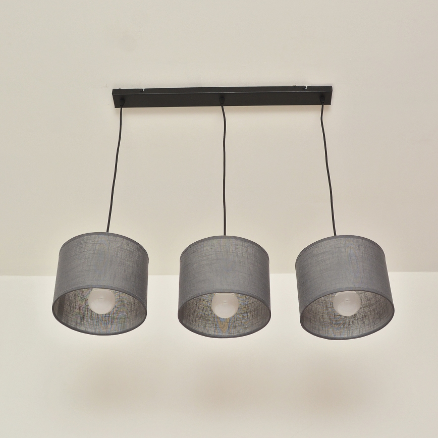 Pendelleuchte ALBA mit Kabelaufhängung, 3xE27/15W/230V, grau