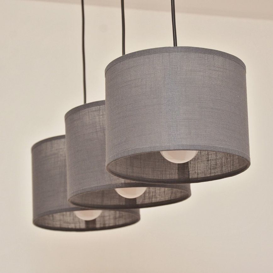 Pendelleuchte ALBA mit Kabelaufhängung, 3xE27/15W/230V, grau
