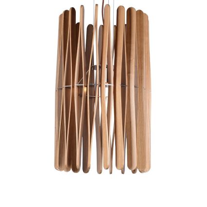 Pendelleuchte am Kabel 1× E27/60 W/230 V, Durchmesser 38 cm, Massivholz/Esche/Gummibaumholz