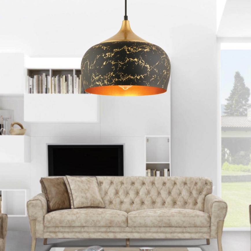 Pendelleuchte an Drahtseil MONZA 1xE27/40W/230V Ø 30 cm schwarz/bronze