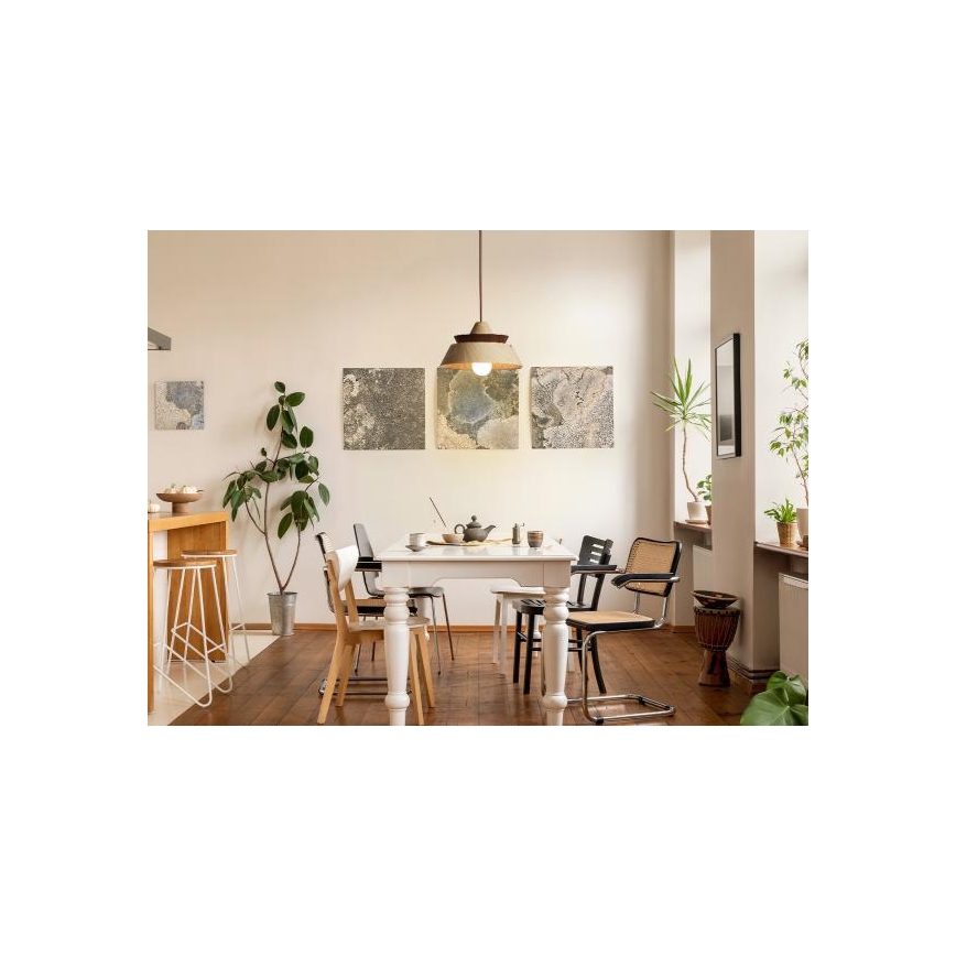 Pendelleuchte an Kabel, 1x E27/60W/230V, Ø 33 cm, Massivholz – Eiche/Walnuss/Kautschukholz