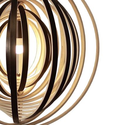 Pendelleuchte an Kabel, 1x E27/60W/230V, Ø 50 cm, massiv/Furnier/Gummibaumholz