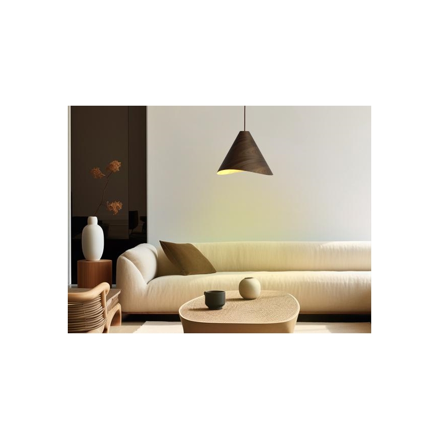 Pendelleuchte an Kabel 1xE27/60W/230V Ø 33 cm, massiv, Nussbaum/Gummibaumholz