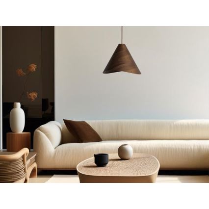 Pendelleuchte an Kabel 1xE27/60W/230V Ø 33 cm, massiv, Nussbaum/Gummibaumholz