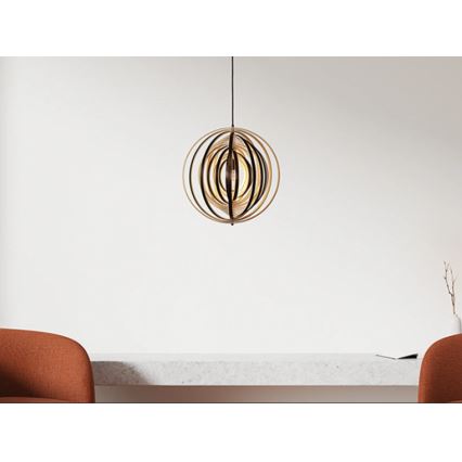 Pendelleuchte an Kabel 1xE27/60W/230V Ø 43,5 cm Massiv/Furnier/Kautschukholz