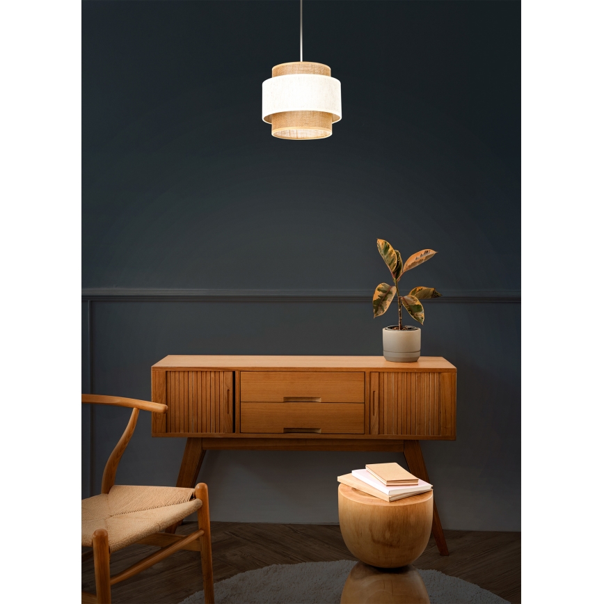 Pendelleuchte an Kabel BOHO 1xE27/60W/230V Ø 20 cm creme/jute