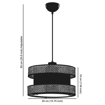 Pendelleuchte an Kabel HALO 1xE27/60W/230V schwarz/creme