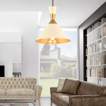 Pendelleuchte an Kabel MONZA 1xE27/40W/230V Ø 25 cm Creme/Gold