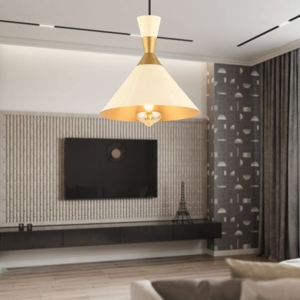 Pendelleuchte an Kabel MONZA 1xE27/40W/230V Ø 25 cm Creme/Gold