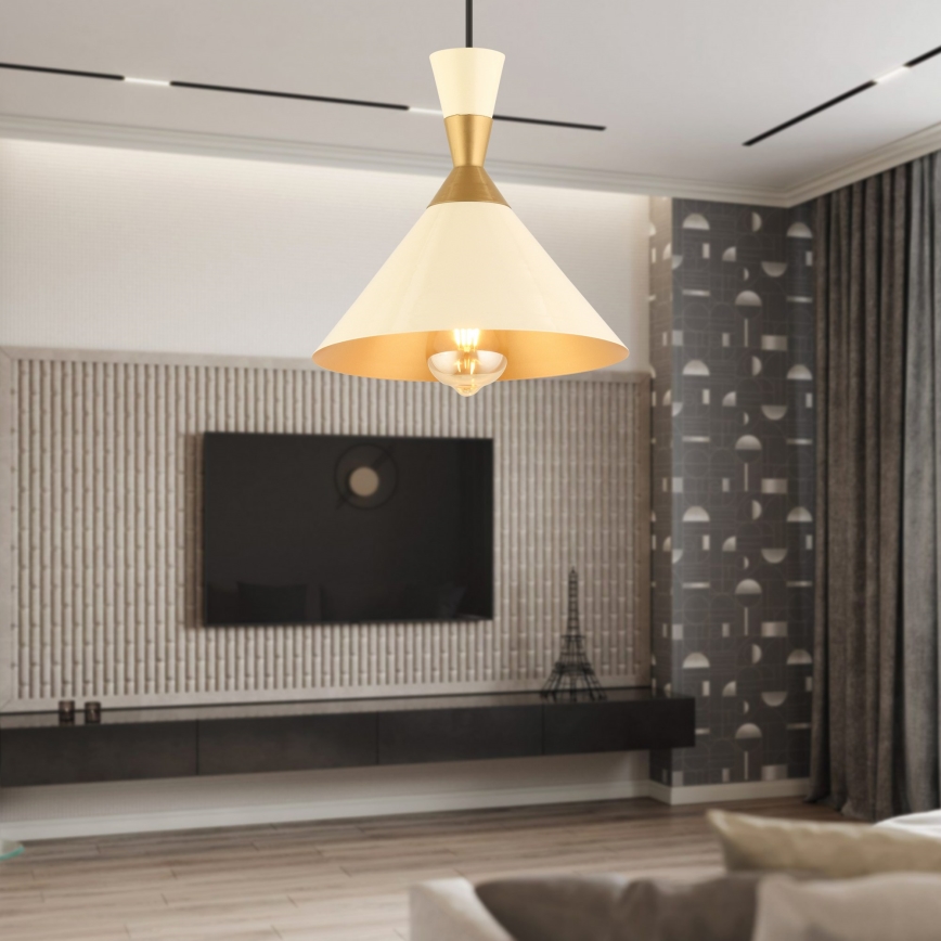 Pendelleuchte an Kabel MONZA 1xE27/40W/230V Ø 25 cm Creme/Gold