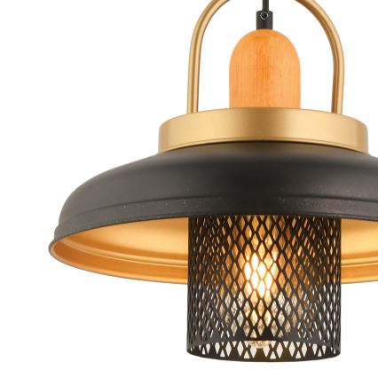 Pendelleuchte an Kabel MONZA 1xE27/40W/230V Ø 32 cm schwarz/gold