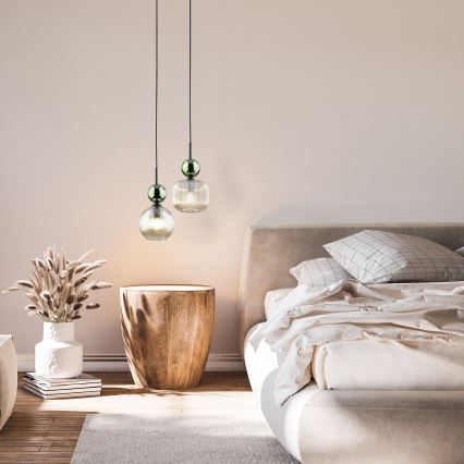 Pendelleuchte an Kabel SOPHIA 1xE14/10W/230V schwarz/grün/rauchiges Beige