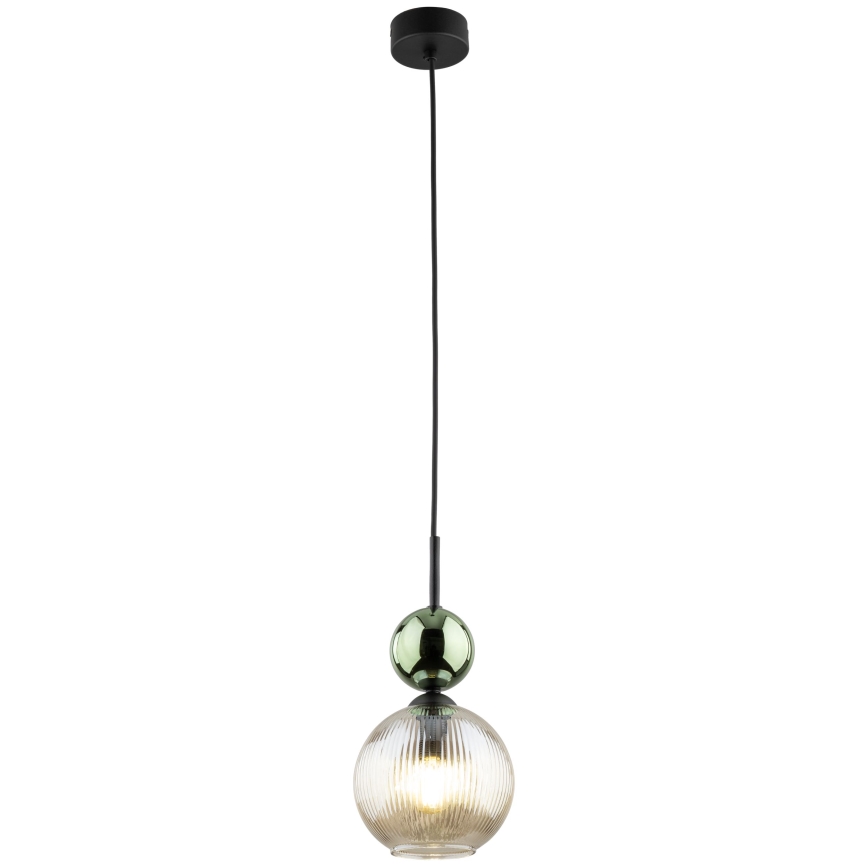 Pendelleuchte an Kabel SOPHIA 1xE14/10W/230V schwarz/grün/rauchiges Beige