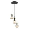 Pendelleuchte an Kabel SOPHIA 3xE14/10W/230V schwarz/grün/rauchfarbenes Beige