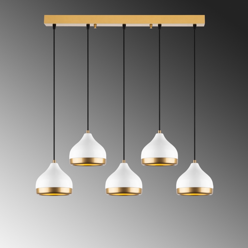Pendelleuchte an Kabel YILDO 5xE27/40W/230V weiß/gold