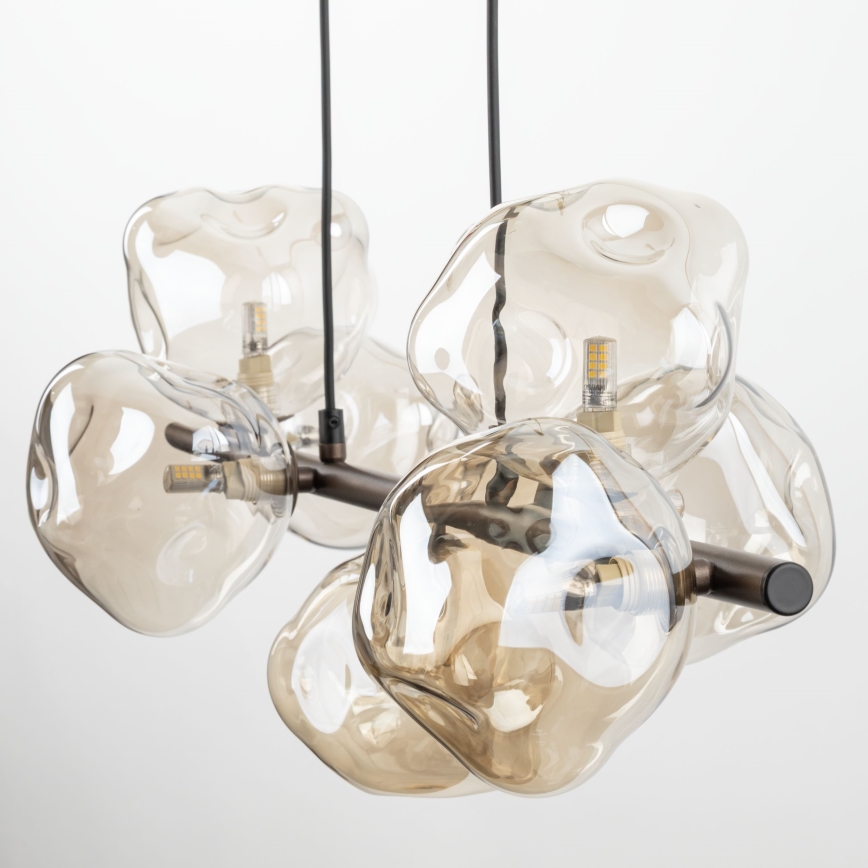 Pendelleuchte an Seil LAVA 7xG9/8W/230V Bronze/rauchbeige