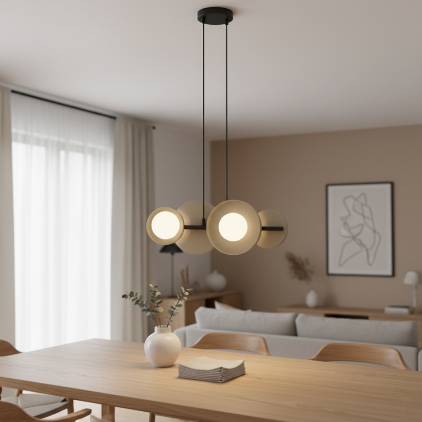 Pendelleuchte an Stahlseil MODELL 4xG9/8W/230V beige