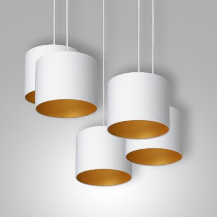 Deckenleuchte an Seil ARDEN 5xE27/60W/230V weiß/gold