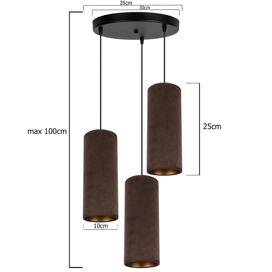 Deckenleuchte an Kabel AVALO 3xE27/60W/230V Ø 35 cm braun/kupferfarben