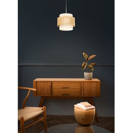 Pendelleuchte BOHO mit Kabel 1xE27/60W/230V Ø 20 cm Jute/Creme